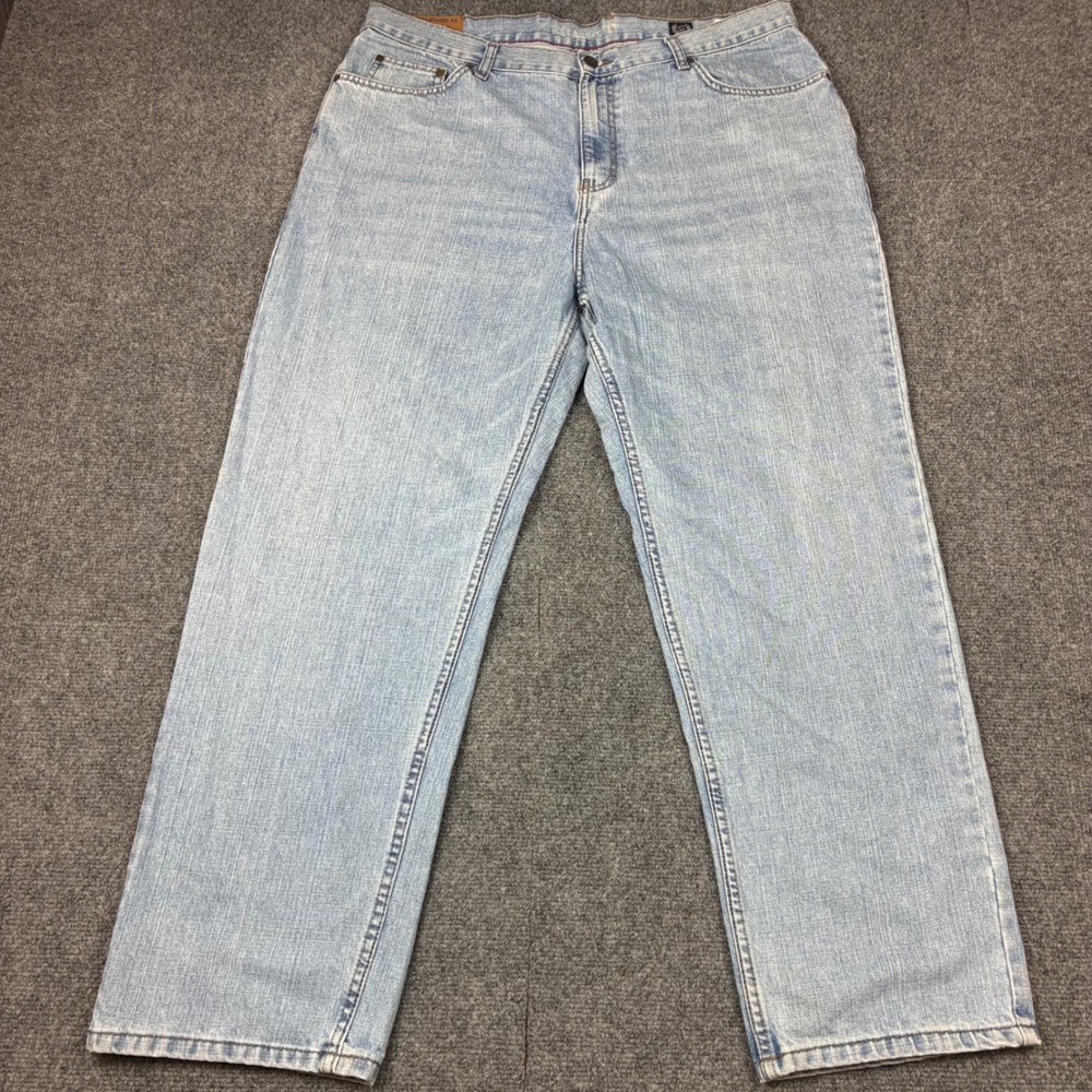 Vintage Chap Denim Men Relaxed Jeans Light Wash Blue 38x30 Straight Leg Pant Y2K